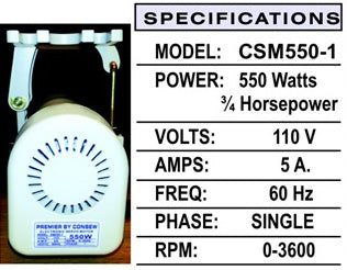 Consew CSM550-1 motor specs